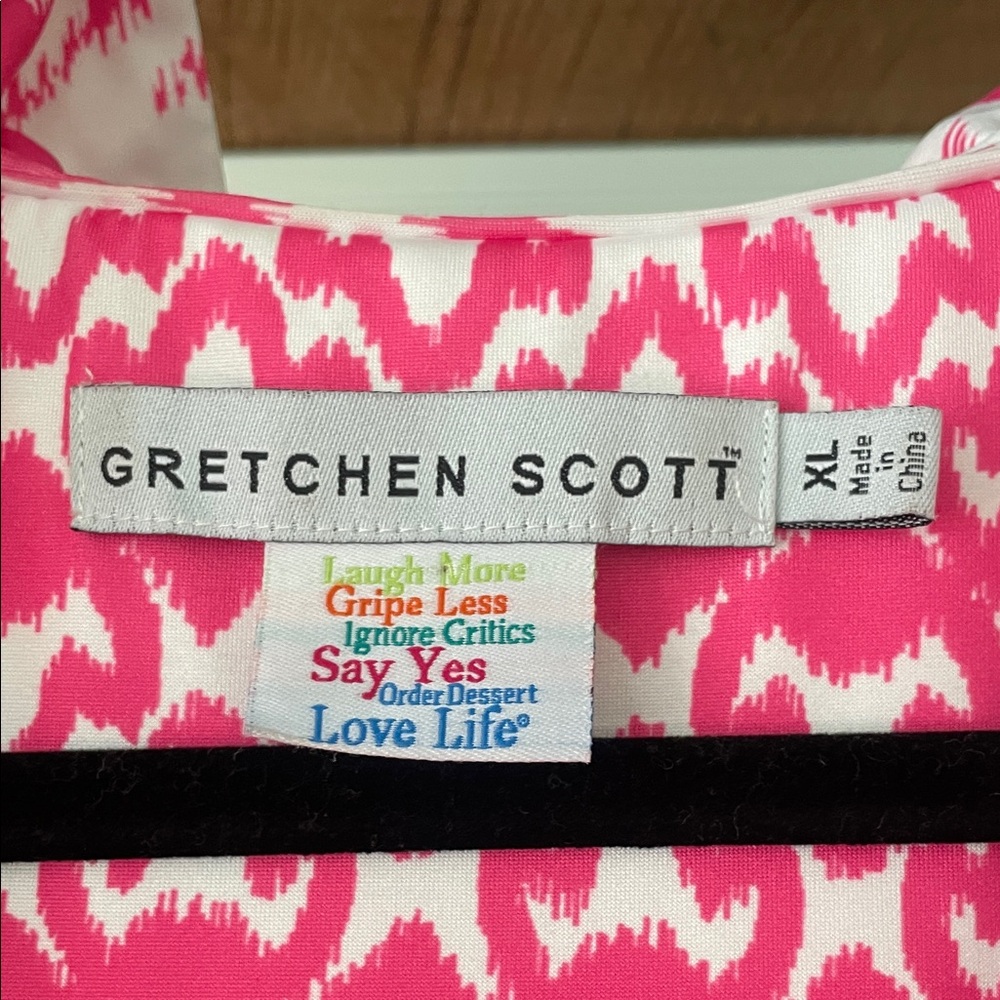 Gretchen Scott Designs Pink and White Printed Cowl Neck Dress - Picture 2 of 4